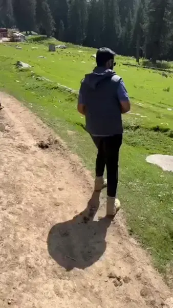 Walking a mountain trail